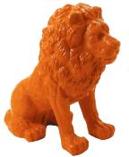 Sculpture Lion Assis Design Orange - H 65cm