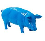 Statue en résine Cochon Bleu - L 100 cm