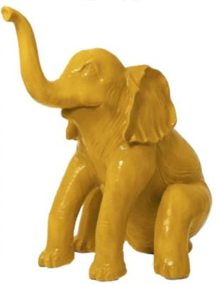 Sculpture en résine Éléphant Assis Jaune - 140cm