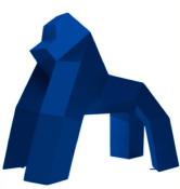Sculpture en résine Gorille Origami Bleu - 170cm