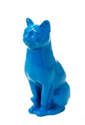 Statue En Résine Chat Assis Bleu - 40cm