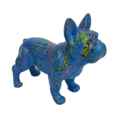 Statue en résine Bulldog Français Splash Bleu - 45 cm