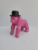 Statue Gorille avec Chapeau Rose et Noir