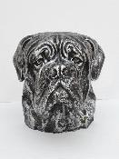 Statue Buste de Cane Corso en Résine Argenté - 40cm