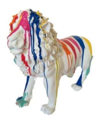 Sculpture Lion design Trash Blanc - L 100cm