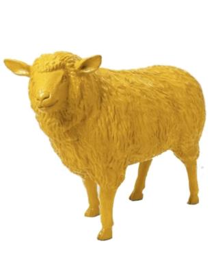 Statue en résine d'un Mouton Jaune - 110 cm