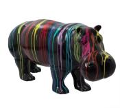 Statue Design en résine Hippopotame XXL Trash Noir - L 180 cm