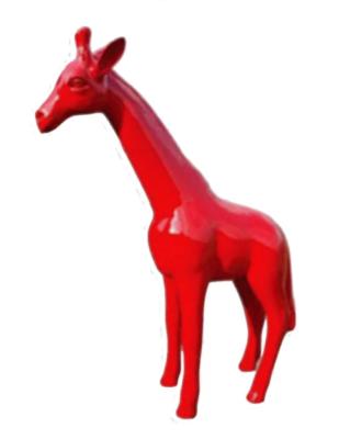 Statue Girafe en résine Rouge - 110cm