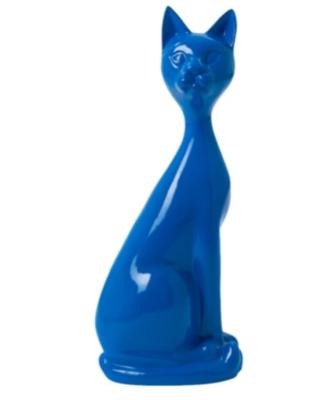 Statue En Résine Chat Assis Bleu - 60cm