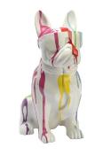 Statue en Résine Bulldog Français Karl Trash Blanc - 80cm