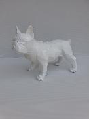 Statue en résine Bulldog français Origami Blanc L - 35 cm