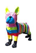 Sculpture Bulldog français en résine Multicolore  H- 177cm