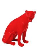 Statue en résine Panthere Assise Rouge - H 75cm