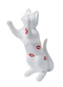 Statue En Résine Chat Debout Kiss Blanc - 55cm