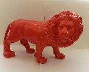 Sculpture Lion Rouge Tête Tournée L-100cm