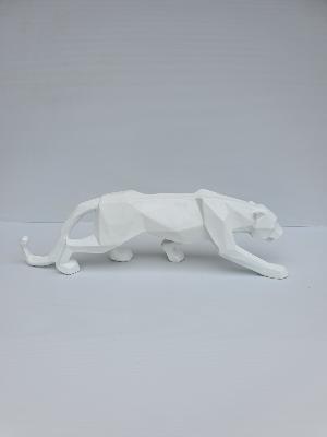 Statue en résine Panthere Origami Blanc - L 50cm