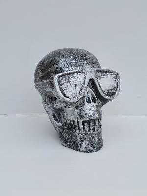 Statue en résine Tête de mort Lunette – H 30 cm