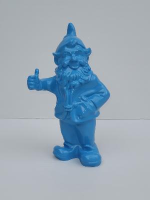 Statue en résine d’un Nain Pouce Levé Bleu  - H 33 cm