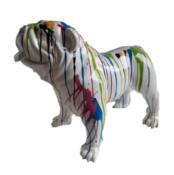 Sculpture Bulldog Anglais en Résine Trash Blanc - 90cm