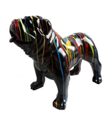 Sculpture Bulldog Anglais en Résine Trash Noir - 90cm