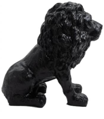 Sculpture Lion Assis Design Noir - H 65cm