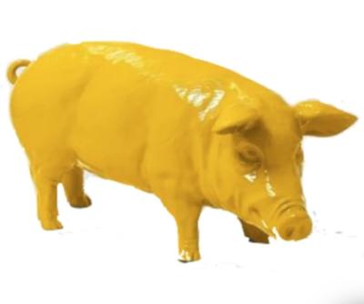 Statue en résine Cochon Jaune - L 100 cm