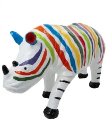 Statue en résine Rhinocéros Zèbre Multicolore - 140cm