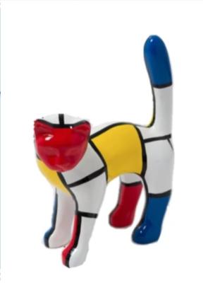 Statue En Résine Chat Mondrian - 45cm