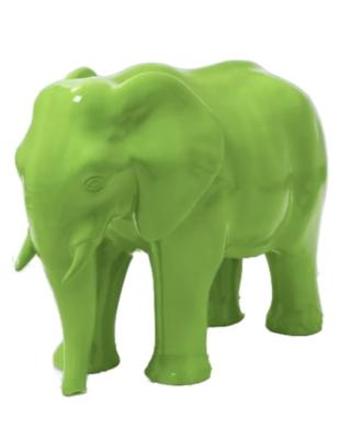 Sculpture en résine Éléphant Vert - 30cm