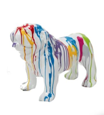 Statue Bulldog anglais en résine Trash Blanc - 60cm