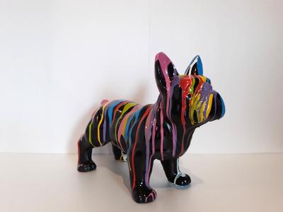 Statue en résine Bulldog français coloré - H 38 cm