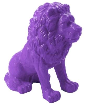 Sculpture Lion Assis Design Violet - H 65cm