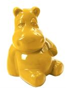 Statue Hippopotame Assis Jaune - 25cm