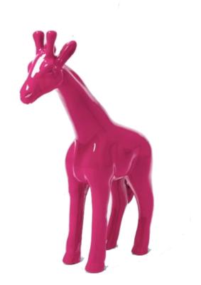 Statue Girafe en Résine Rose - 50cm