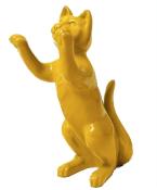 Statue En Résine Chat Debout Jaune - 55cm