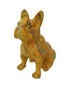 Statue en Résine Bulldog Français Assis Splash Jaune - 45cm