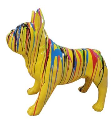 Statue en Résine Bulldog Français Trash Jaune - 90cm