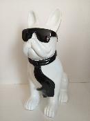Statue Bulldog cravate et lunette XL H-80cm