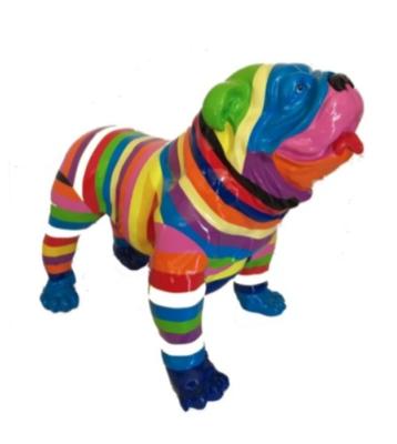 Sculpture Bulldog Anglais en Résine Multicolore - 90cm