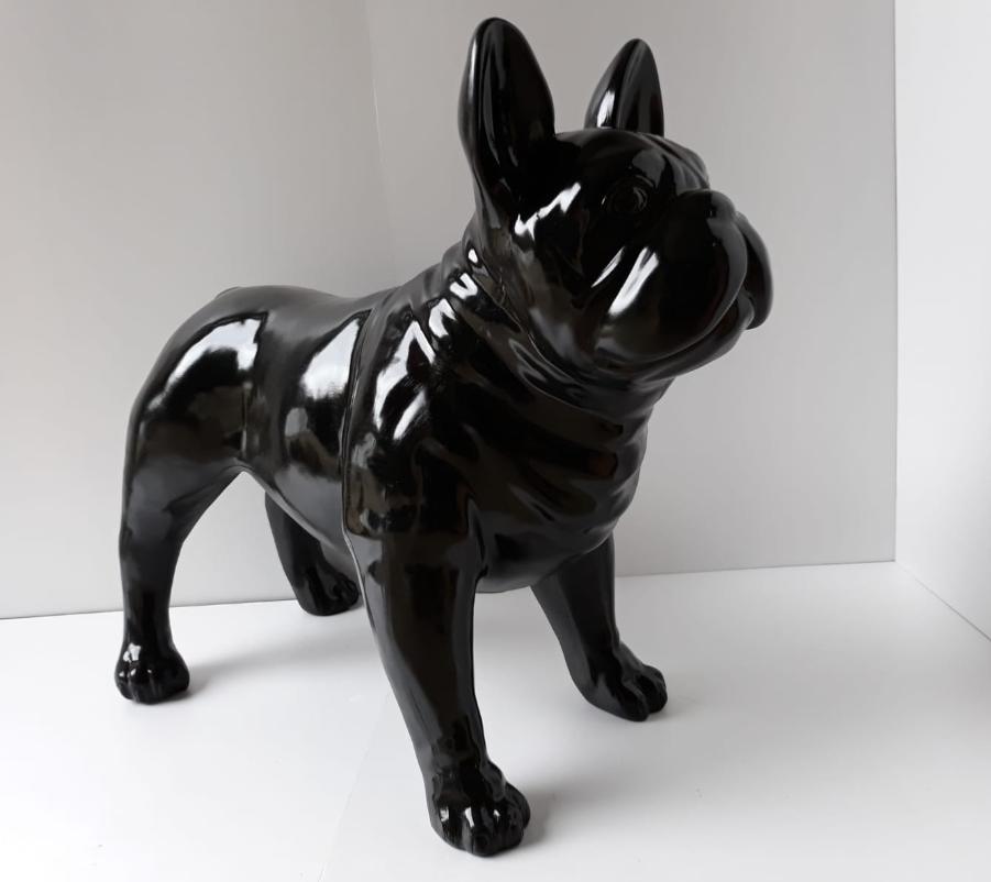 Statue résine Bulldog français Noir L 90cm PORT OFFERT