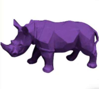 Statue en résine Rhinoceros Origami Violet - 40cm