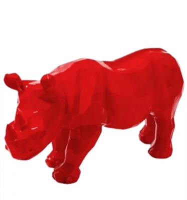 Statue en résine Rhinoceros Origami Rouge - 110cm