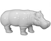 Sculpture Hippopotame En résine Blanc - 100cm