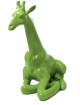 Statue en Résine Girafe Assise Vert - 90cm