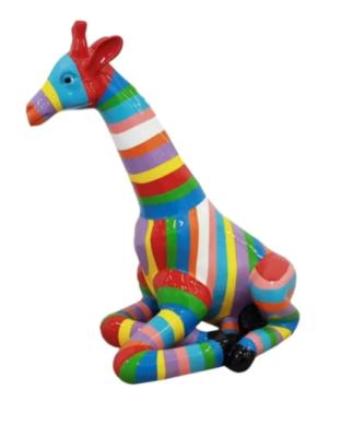 Statue en Résine Girafe Assise Multicolore - 90cm