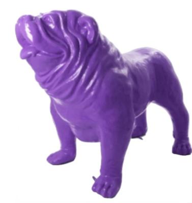 Sculpture Bulldog Anglais en Résine Violet XXL - 160cm