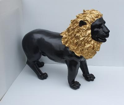 Sculpture Lion design Noir et Or L-100cm