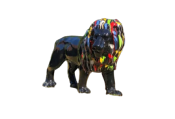 Sculpture Lion Noir crinière colorée XXL - L 190cm