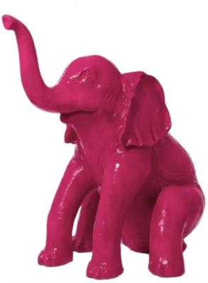 Sculpture en résine Éléphant Assis Rose - 140cm