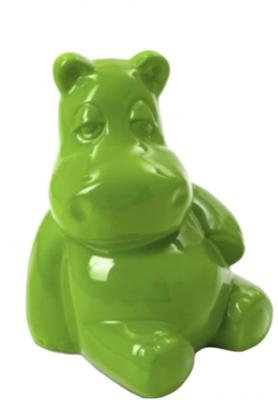 Statue Hippopotame Assis vert - 50cm